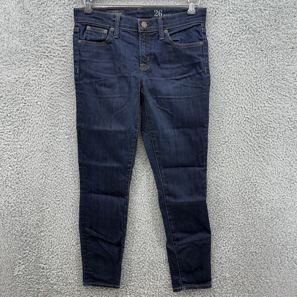 J Crew Women's Toothpick Ankle Size 26 Medium Wash Blue Denim Jeans‎ Low Rise